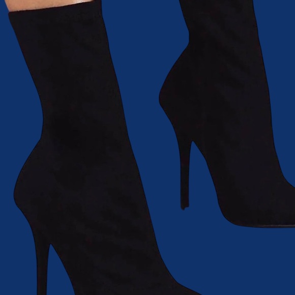 Chic Black Olivia Fargiano Maybel Lycra Stiletto Boots-Size 10 - Picture 6 of 9